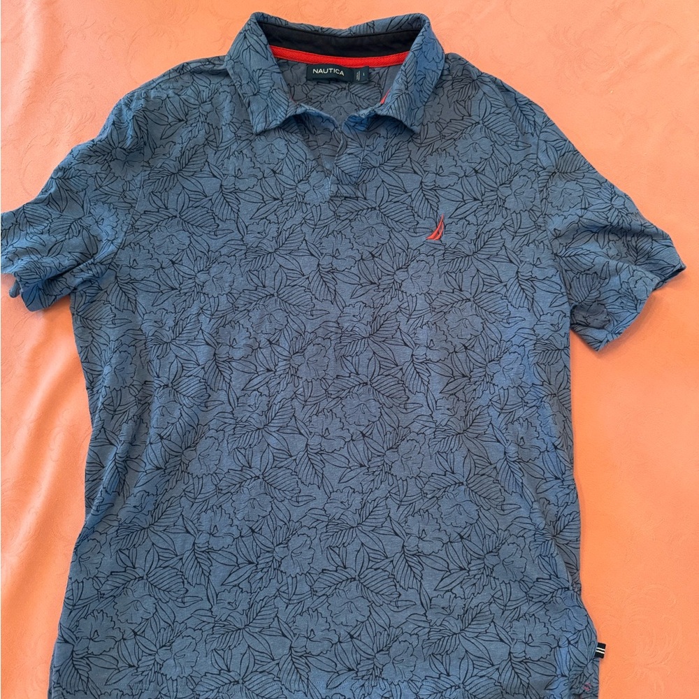 Nautica Men's Navy Floral Polo Shirt